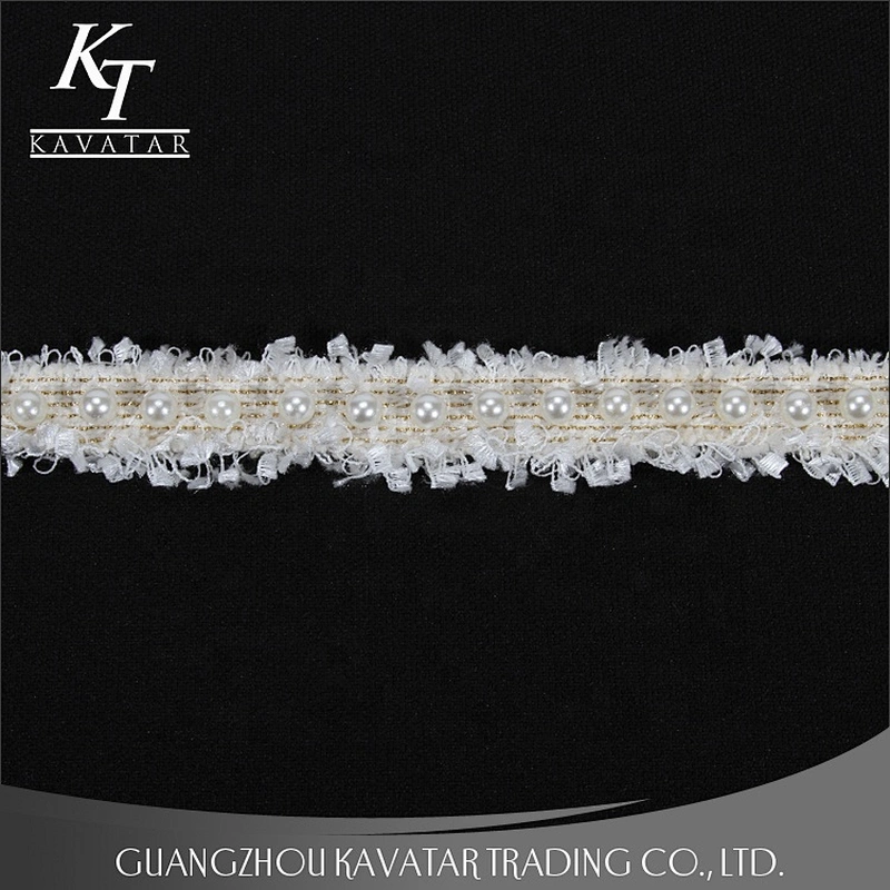 Fashion white webbing beaded pearl lace trim