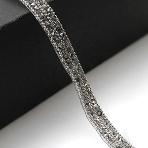 Kavatar Wholesales Hotfix trimming rhinestone hotfix banding triple Copper bead chain rhinestone transfer tape iron trimming