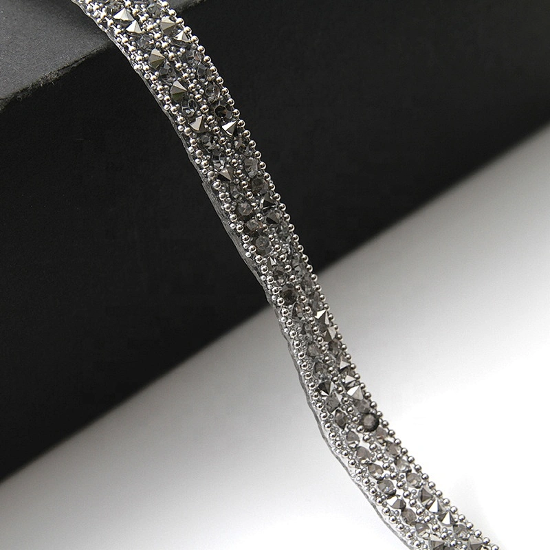 Kavatar Wholesales Hotfix trimming rhinestone hotfix banding triple Copper bead chain rhinestone transfer tape iron trimming