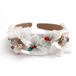 Euramerican Korean version of pure hand inlaid pearl gold butterfly gold embroidery hair hoop, hair accessories