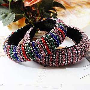 Manufacturers direct colorful beads with blue pearl headband bride with hand sewing Acrylic beads with the latest style bling