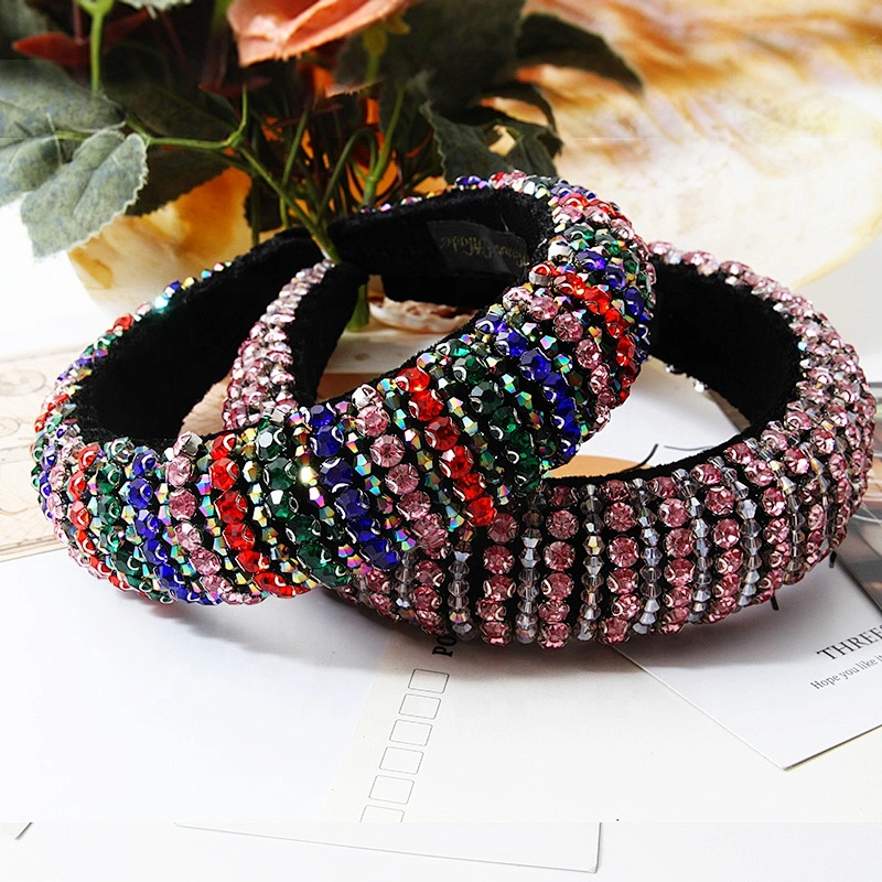 Manufacturers direct colorful beads with blue pearl headband bride with hand sewing Acrylic beads with the latest style bling
