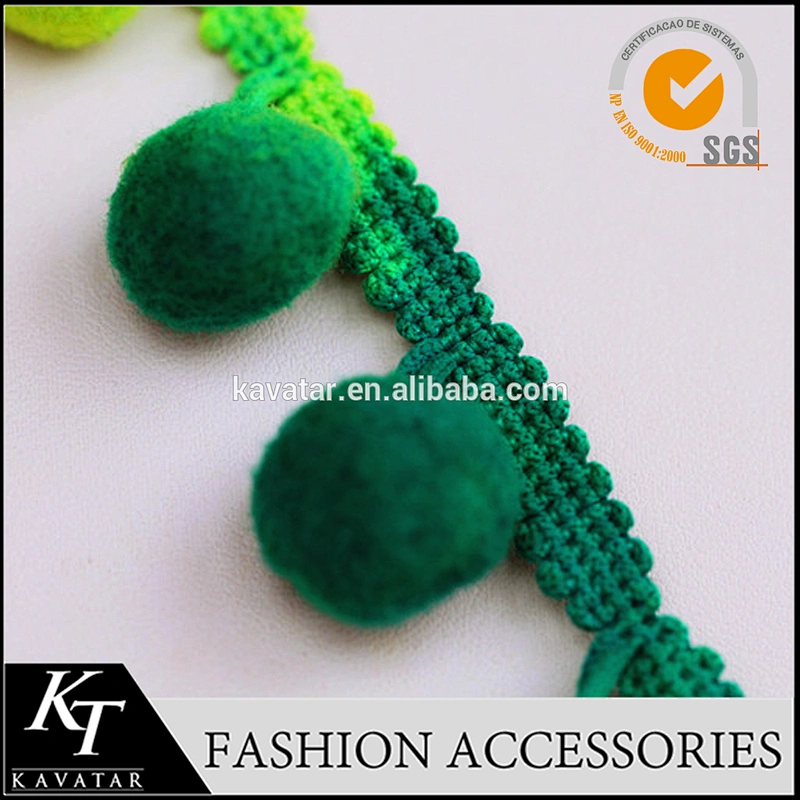 High quality popular pom pom trim with red/blue ball in full stock