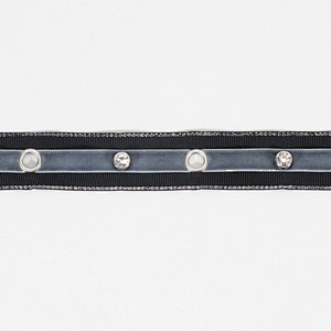 Unique white eyelet  trim tape with crystal