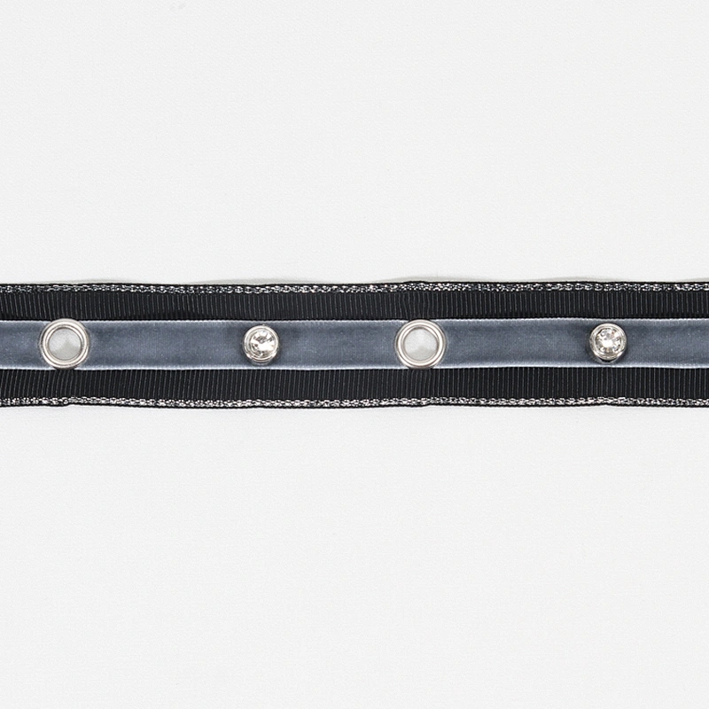 Unique white eyelet  trim tape with crystal