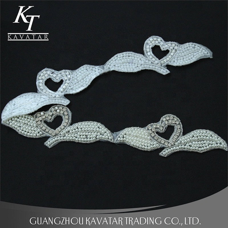 New Arrive love design crystal applique for wedding dress