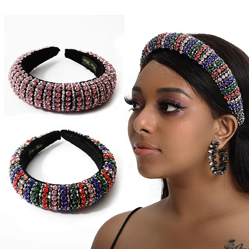 Manufacturers direct colorful beads with blue pearl headband bride with hand sewing Acrylic beads with the latest style bling