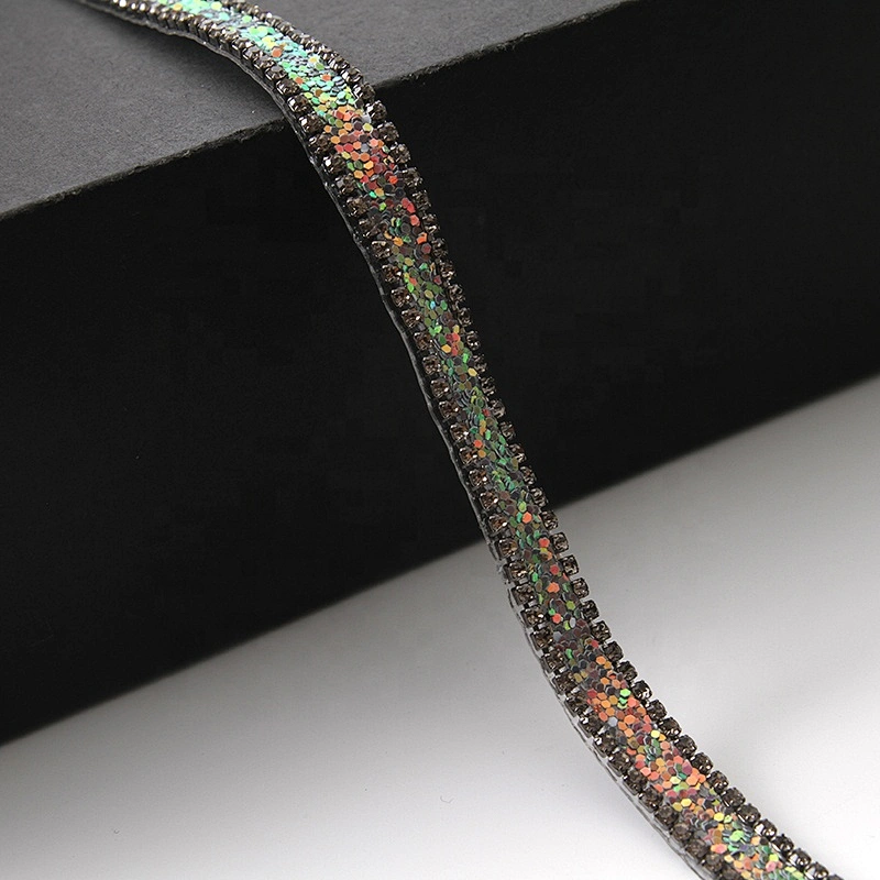 1cm hot fix tape with rhinestone hot fix trimming chain glitter trim for DIY garment dresses