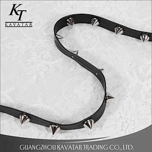 Wholesale cone shape studded trim pu trim ribbon decoration for garment bag shoe etc
