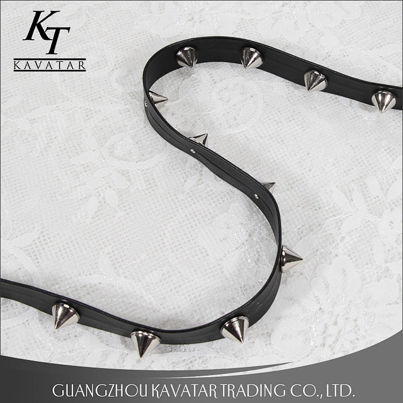 Wholesale cone shape studded trim pu trim ribbon decoration for garment bag shoe etc