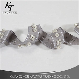 Beautiful White Webbing Beaded Pearl Lace Trim
