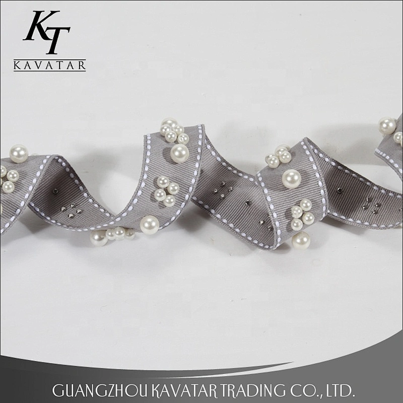 Beautiful White Webbing Beaded Pearl Lace Trim