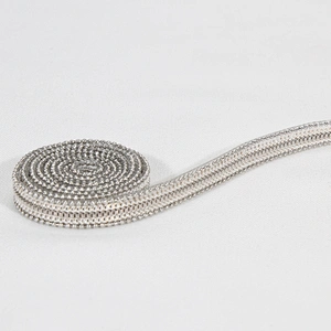 White Accessories Beads Bordered Iron on Rhinestone Trimming with Clean Crystal Chain
