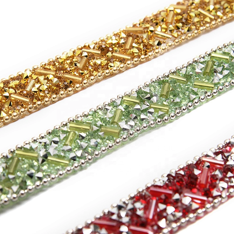 Factory hot Banding Trim hotfix rhinestones trimming hot  to bead  Glass  trimming  for shoes  for Clothing for hat  for dress transfers