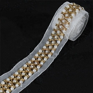 Beaded Pearls Accessories Trim Bride Lace Ribbon Trimming For Decorative