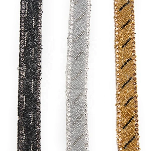 Hotfix Trimming For Hat For Clothing Volume Iron on Trims  Gold Accessories Chain Rhinestone Mesh transfers