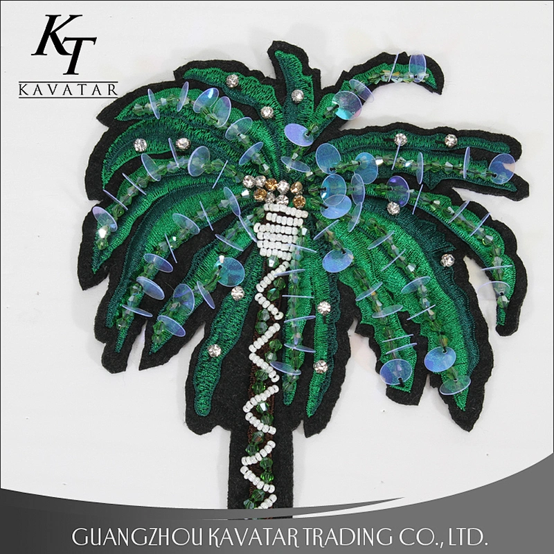 Craft Coconut Tree Beading Rhinestone Motif Sew on Patches Applique Sewing Supplies for Clothes