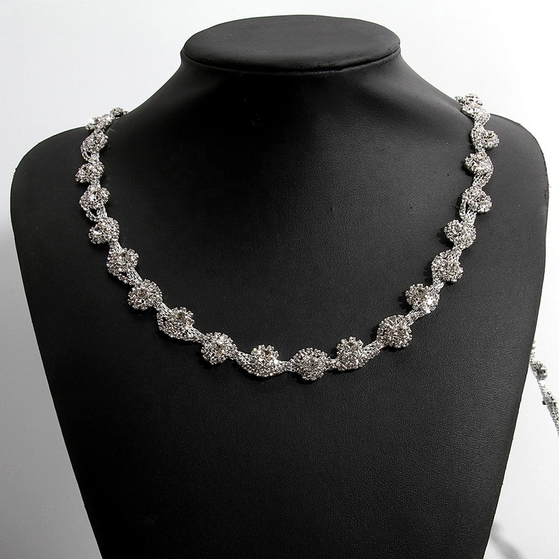 Kavatar Cheap Wholesale Simple Rhinestone Chain Choker Necklace