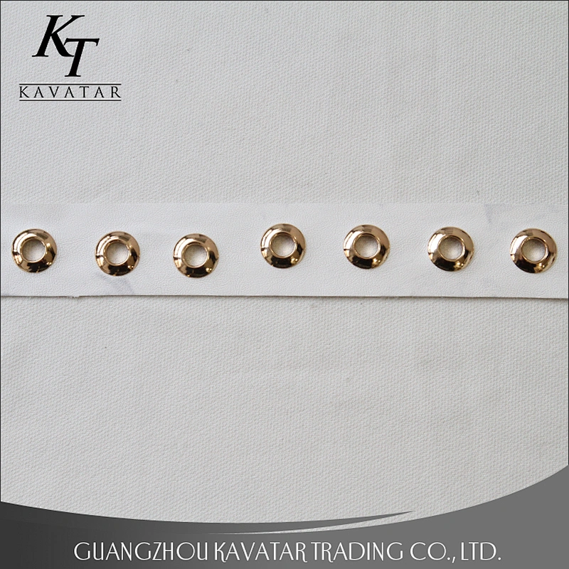 High quality 3.5cm width leather gold eyelet trims for garment wholesale