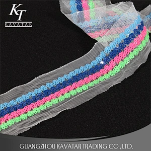 New Arrival 5cm Width Flower Shape Sequin Sew On Mesh Trim For Decoration