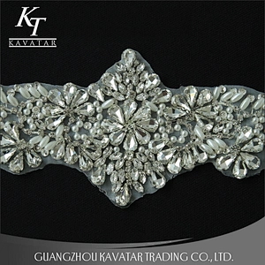 Handmade Fashion Embroidered Bead And Stone Appliques For Bride Wedding Evening Dress