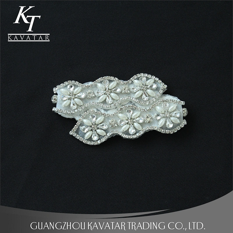Custom Sew On Pearl Beaded Rhinestone Applique