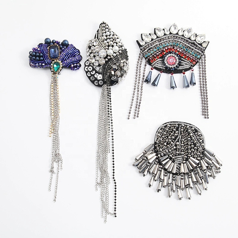 Kavatar Wholesale  Indian Patches Vintage rhinestone beaded patches for clothing 3D Beaded patches for clothing