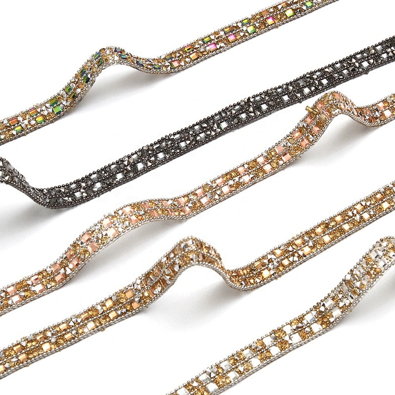 kavatar  wholesale hotfix rhinestone trimming for shoes  for Clothing Banding Trim  bead  Glass trim transfers