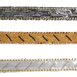 Hotfix Trimming For Hat For Clothing Volume Iron on Trims  Gold Accessories Chain Rhinestone Mesh transfers