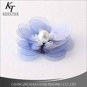 Customized Popular Blue 3D Flower Pearl Flower Patches