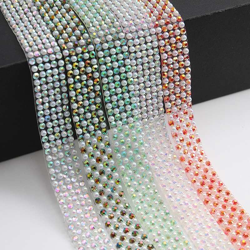 Hotsell 1.5cm Width Resin Glass Rhinestone Sheet Hotfix Flack Tape For Shoe And Bag Decoration