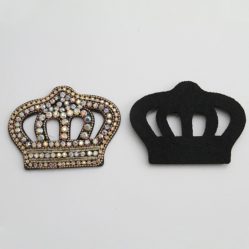 wholesale Sew on patches AB color hotfix patches crown patch applique 3d rhinestones CANVAS