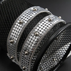 Kavatar Wholesale Hotfix Trim Aluminum Sheet Cubes and Beads hotfix motif designs hotfix crystal mesh Iron on Trims