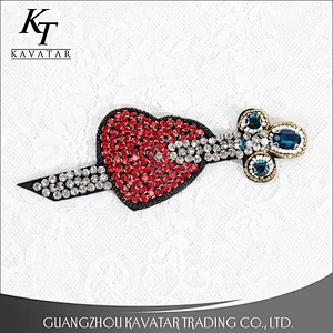 Rhinestone Love heart Beaded Patch for Clothing Sewing on Beading Applique Clothes Shoes Bags Decoration