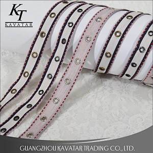 Popular eyelet decoration trim,made of polyester and eyelet,can customized design