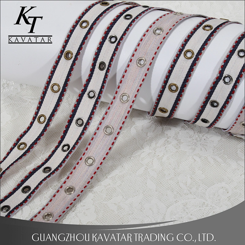 Popular eyelet decoration trim,made of polyester and eyelet,can customized design