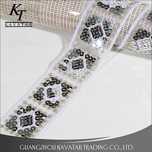 Best Popular White Sequin Trim Lace Decoration Ribbon For Dress