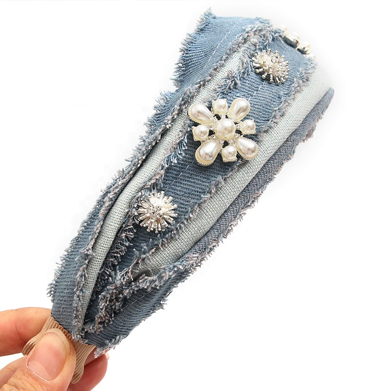Euramerican Korean 2020 new style hairband retro  faux pearl headband Leather hair band women to hair hoop