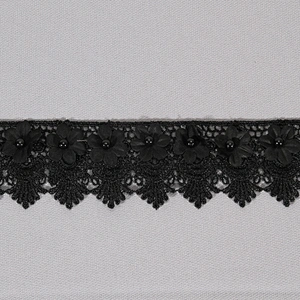 High quality polyester flower shape embroidery lace trim bridal lace accessories