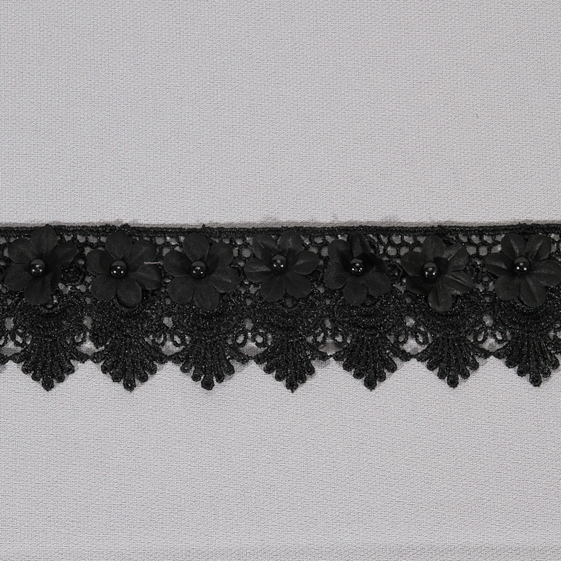 High quality polyester flower shape embroidery lace trim bridal lace accessories