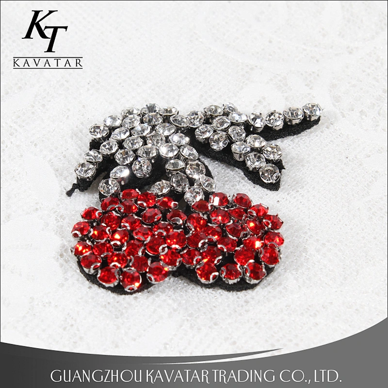 DIY Crystal Patch Cherry Motif Rhinestone Patch Sew On Clothing,Shoe,Bag