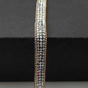 Kavatar Hot fix trimming rhinestone chain hot fix tape Copper bead rhinestone transfer tape iron trimming