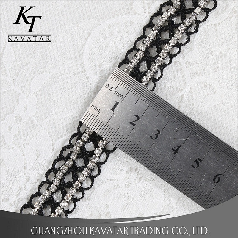 Crystal Beaded Polyester Eyelet Lace Trim
