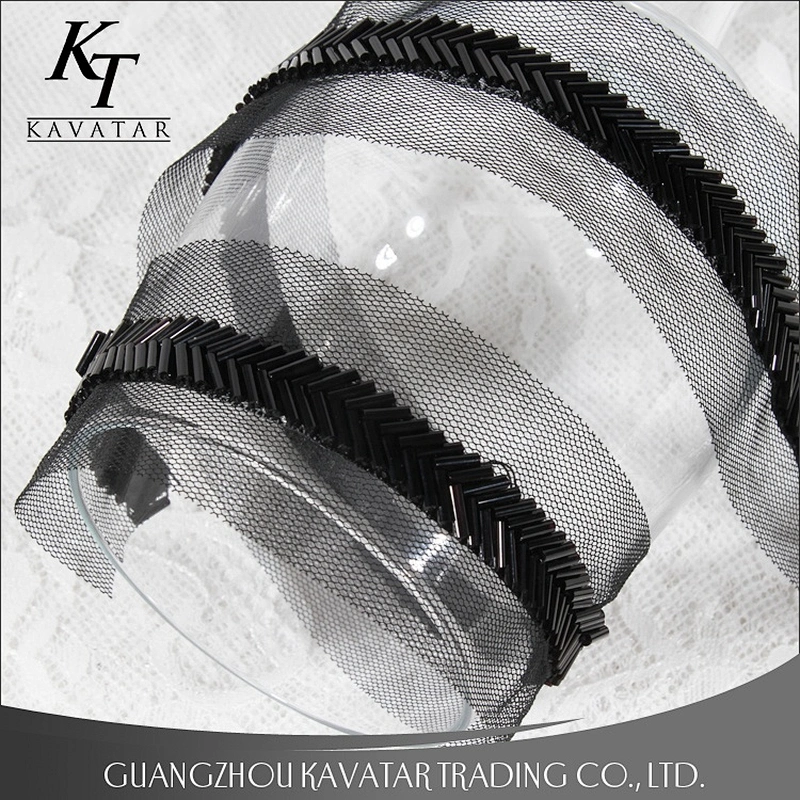 Classics Strip Shape Black Beaded Lace Ribbon To Decorative Clothing