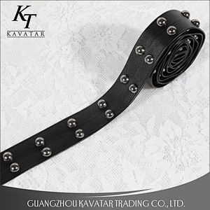 Fashion design double rows Copper beads PU tape trim decoration for garment