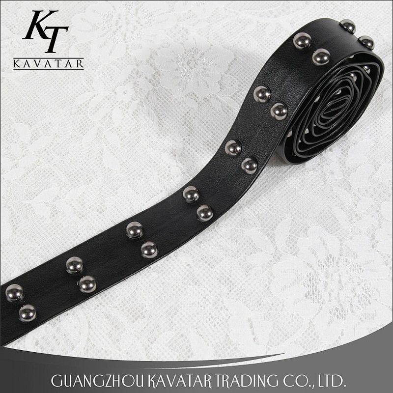 Fashion design double rows Copper beads PU tape trim decoration for garment