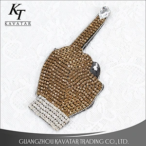Kavatar Design Individuality Crystal Rhinestone Patches Gold Motif Patch Use For Clothing