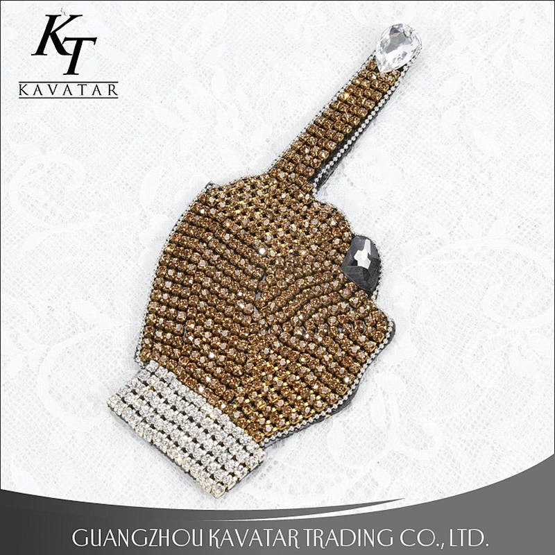 Kavatar Design Individuality Crystal Rhinestone Patches Gold Motif Patch Use For Clothing