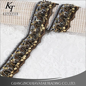 Beautiful Sequin Indian Lace Gold Beaded Trim For Garment