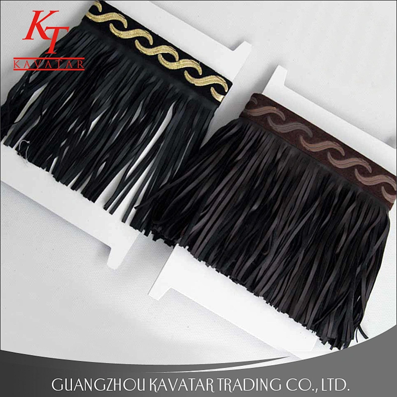 Custom faux leather fringe trim for bags and shoes